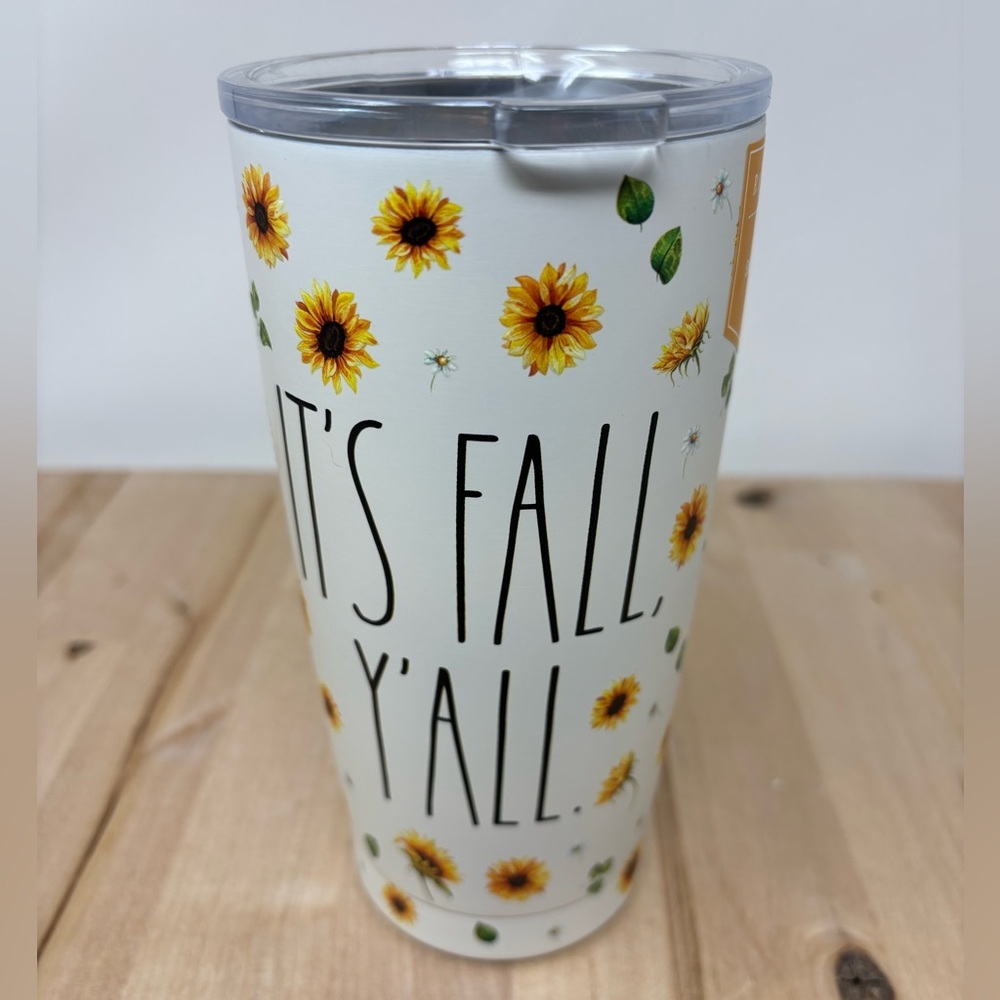 Rae Dunn ITS FALL YALL Tumbler White Stainless Steel Black Lettering New